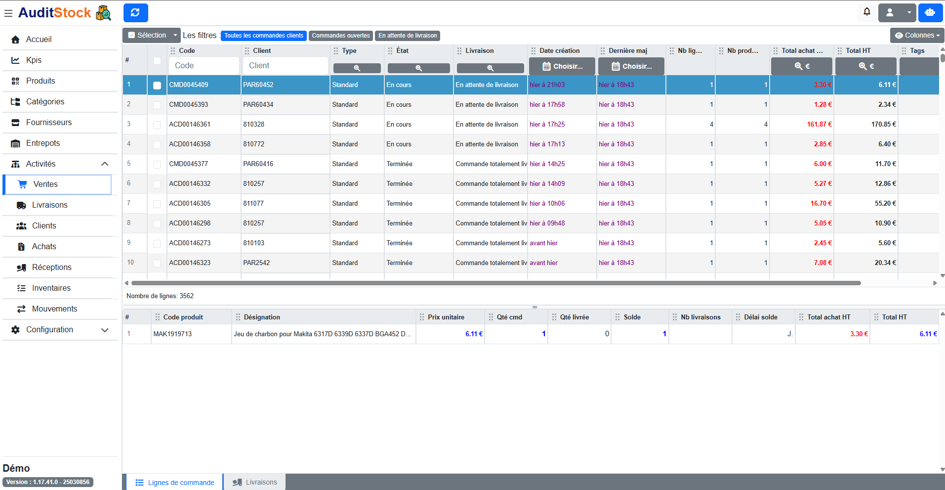 Capture d’écran des ventes (à venir)